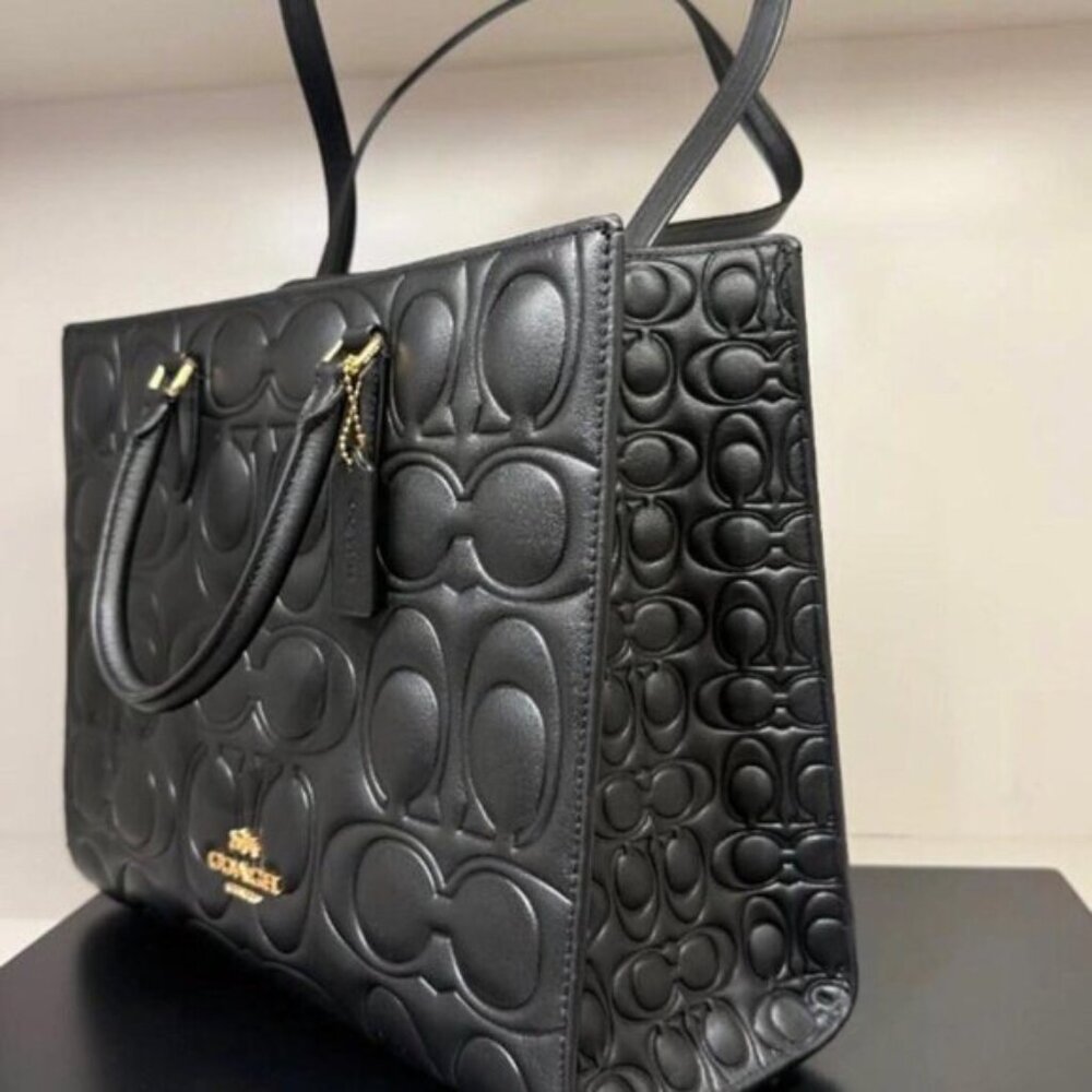 Coach Maggie Black Embossed Tote Bag - Picture 2 of 4